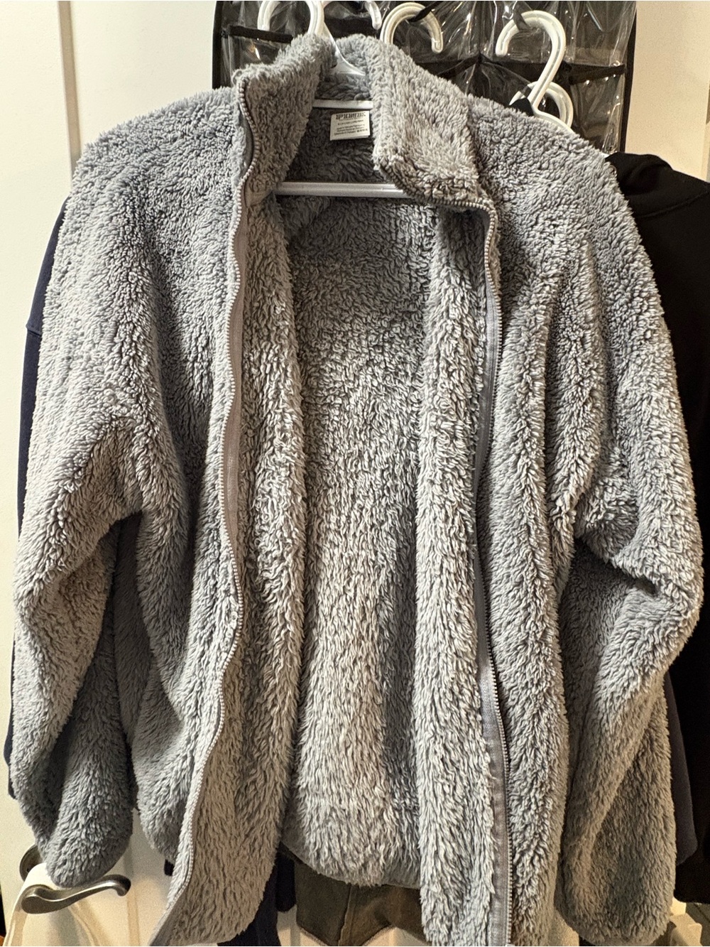 PINK Victoria's Secret Plush Sherpa Jacket in Light Gray